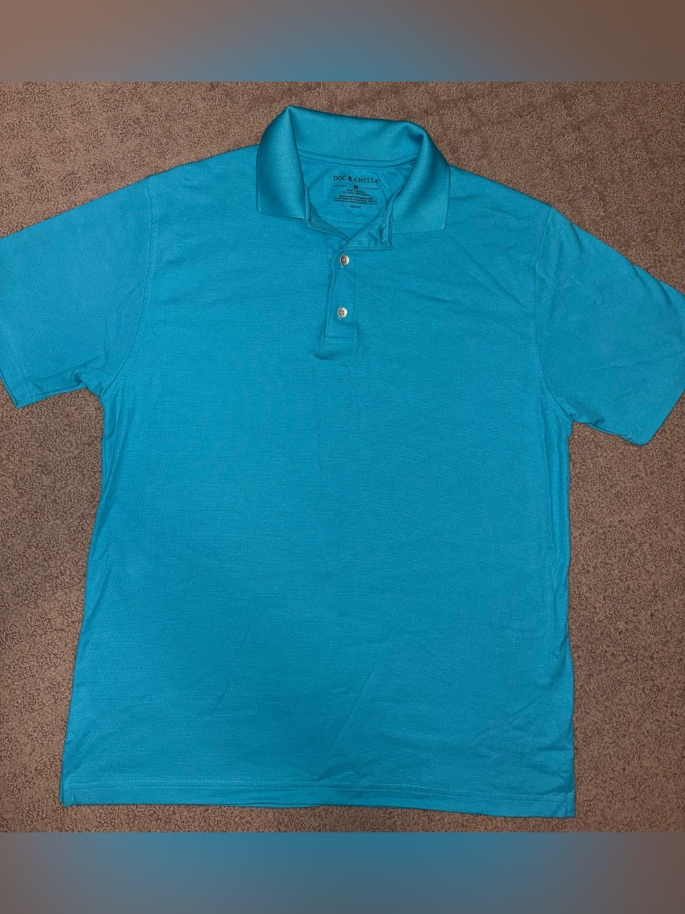 Doc & Amelia Turquoise Teal Blue Polo, Silver Buttons,Mens Size M, New W/Out Tag